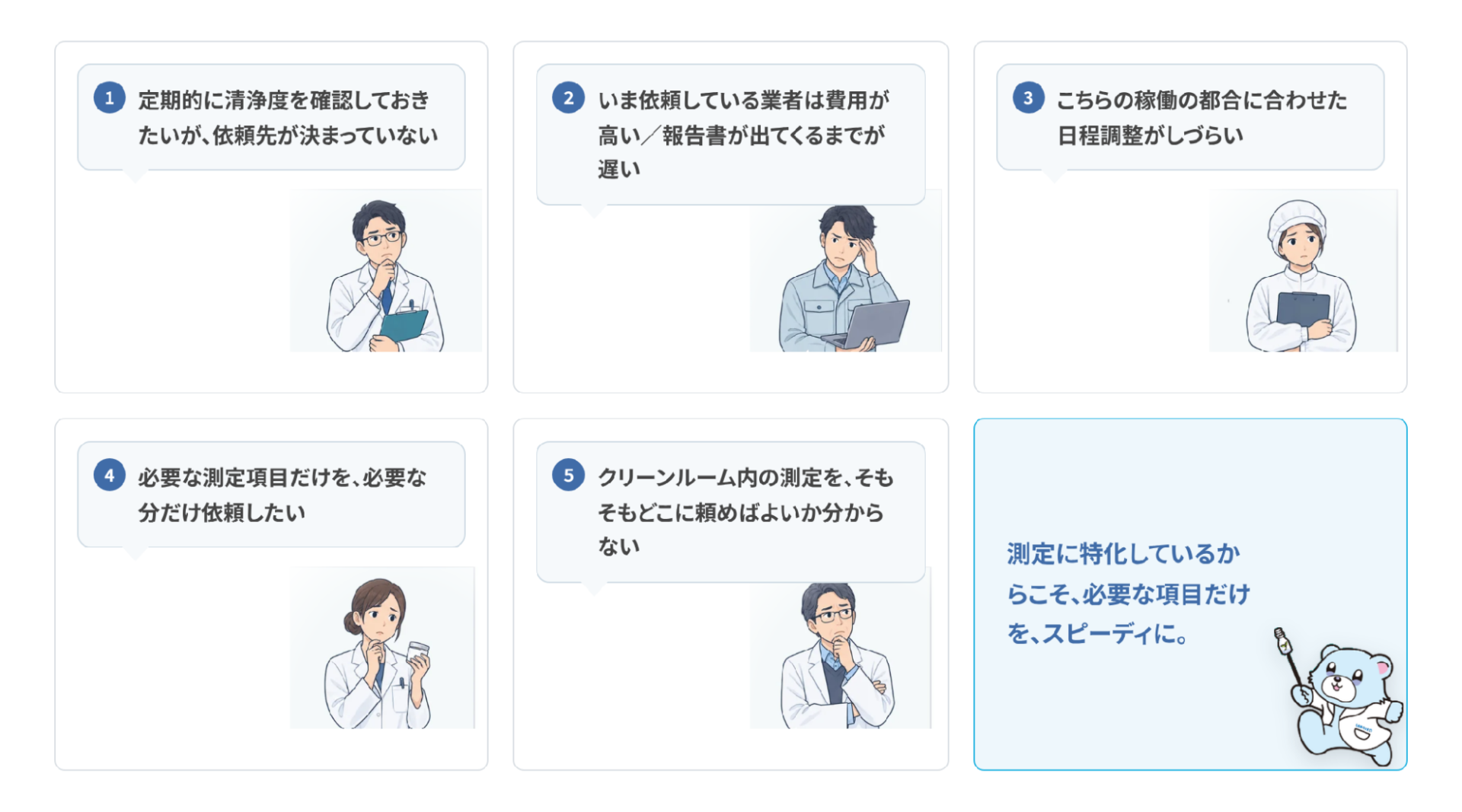 クリーンルーム測定に関する5つのお悩み